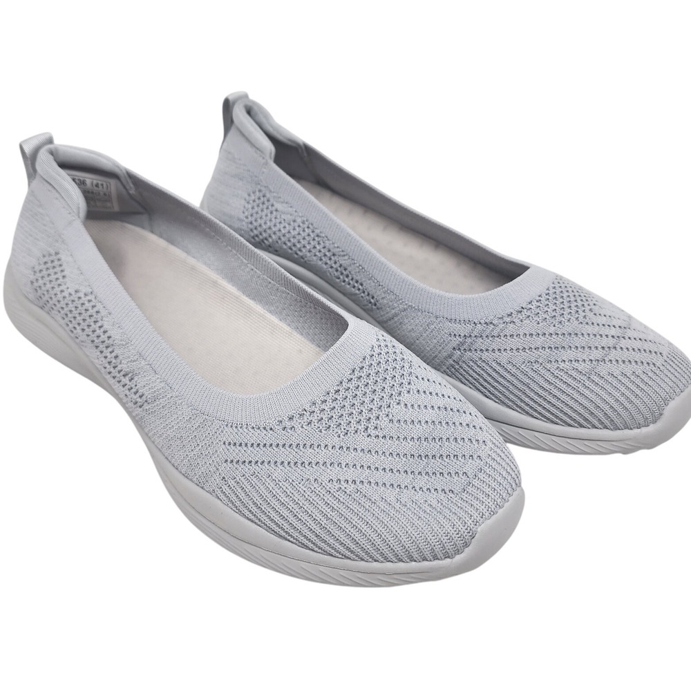 Gray Knit Ballet‎ Flats Women's Slip On Comfort Casual Shoes Size 41/ 10 US
